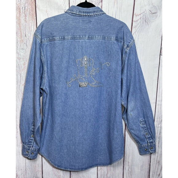 Port Authority Simply Hot Unisex Western Style Button down denim Shirt Size L - Picture 2 of 9